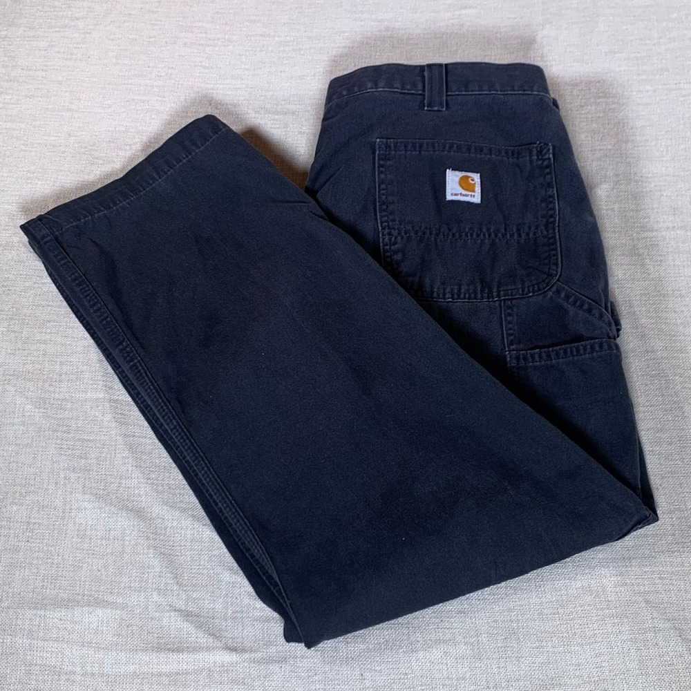 Carhartt B324 BLK Relaxed Fit Work Pants Men 36x29 Black Canvas Durable Workwear